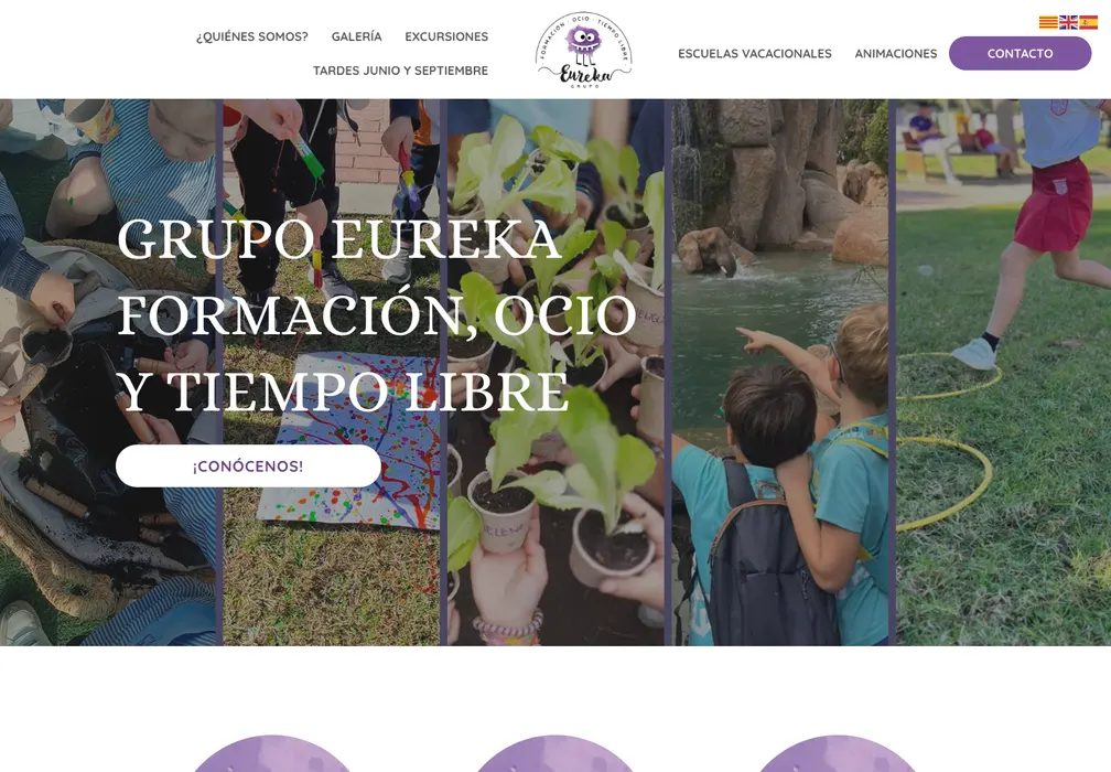 Página de inicio de Grupo Eureka con sus actividades de formación, ocio y tiempo libre