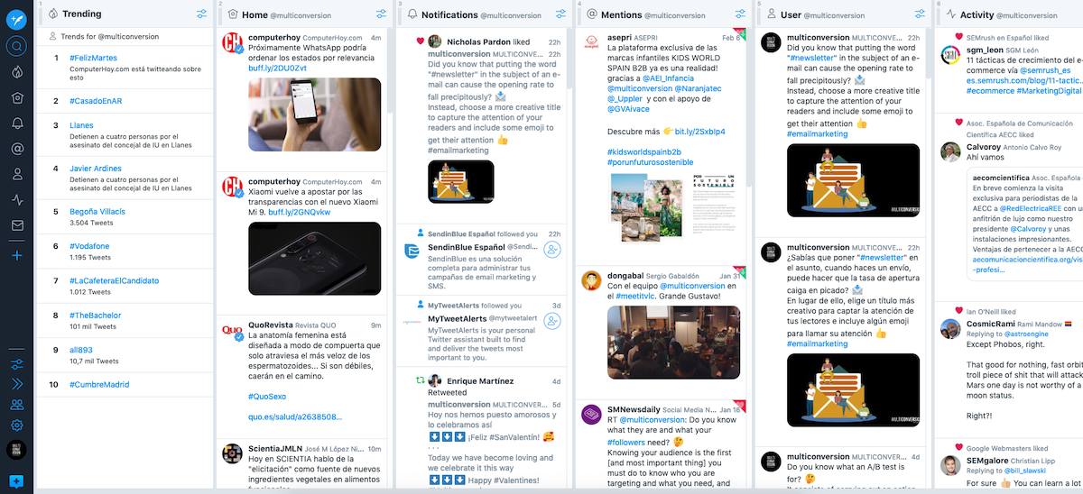 Herramientas redes sociales Tweetdeck